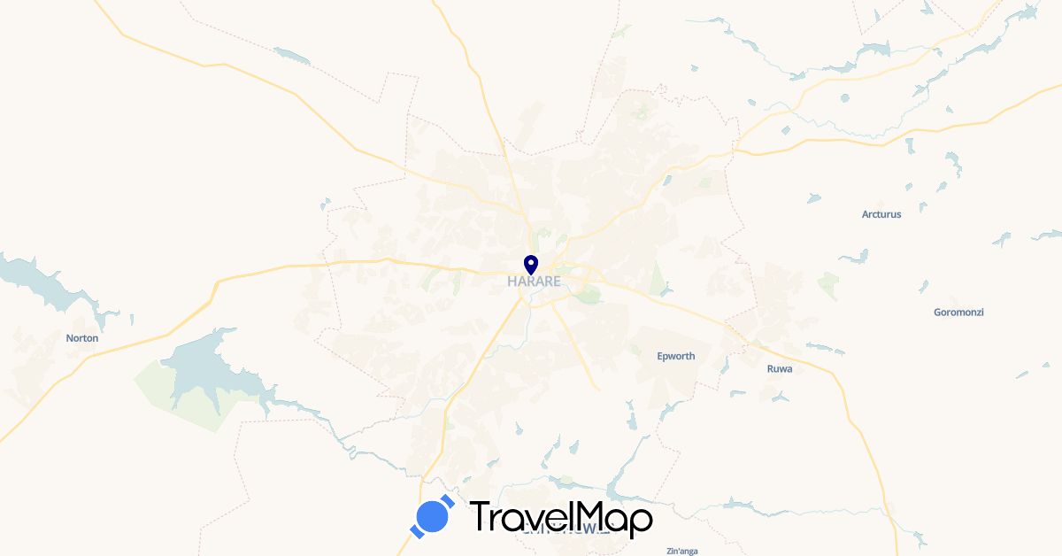 TravelMap itinerary: driving in Zimbabwe (Africa)